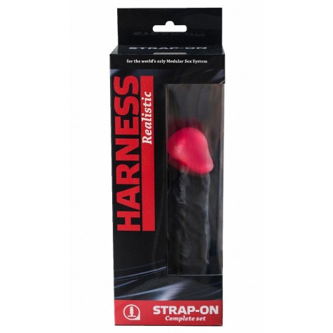 Страпон Harness Realistic с розовой головкой - 17,8 см.